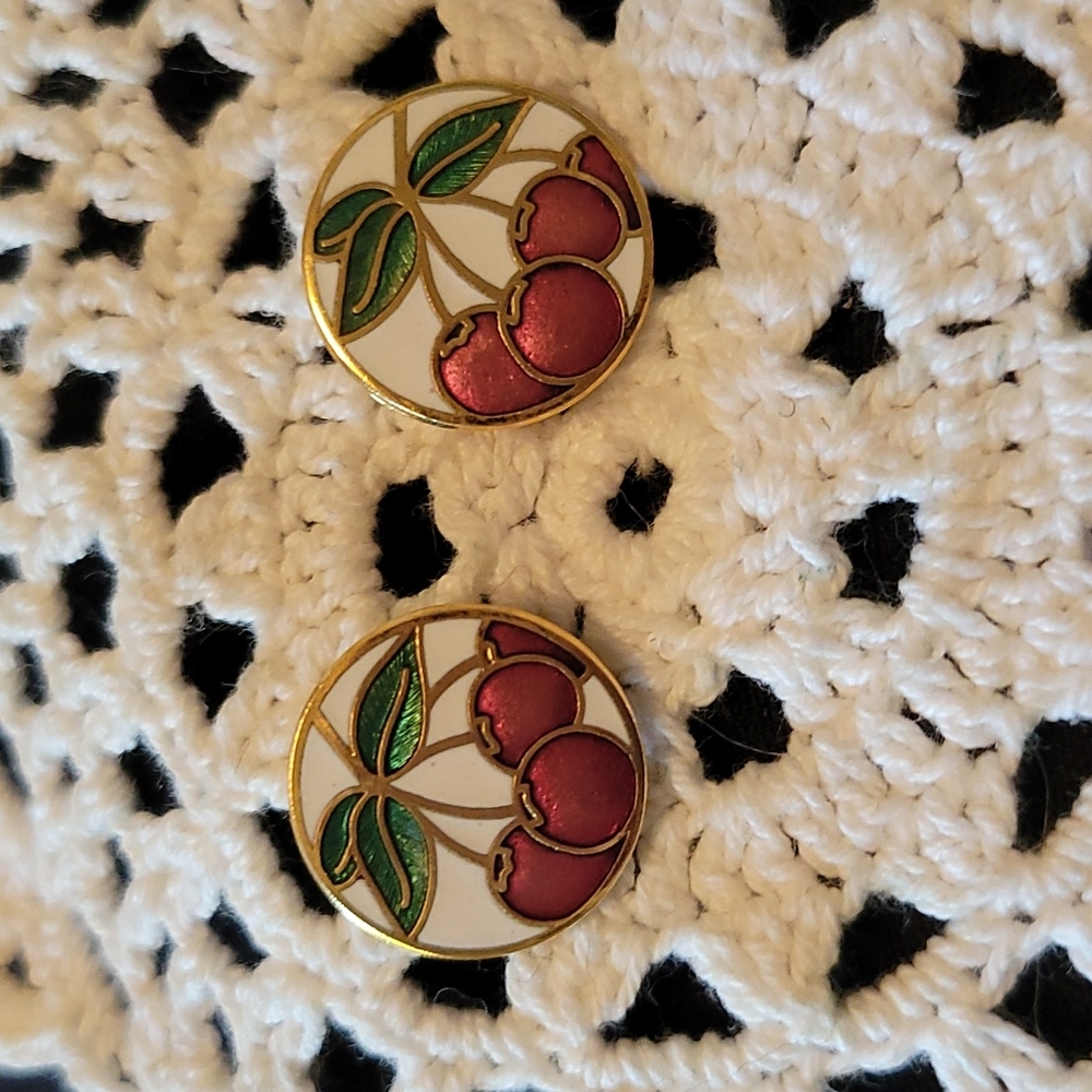 Enameled clip on earrings